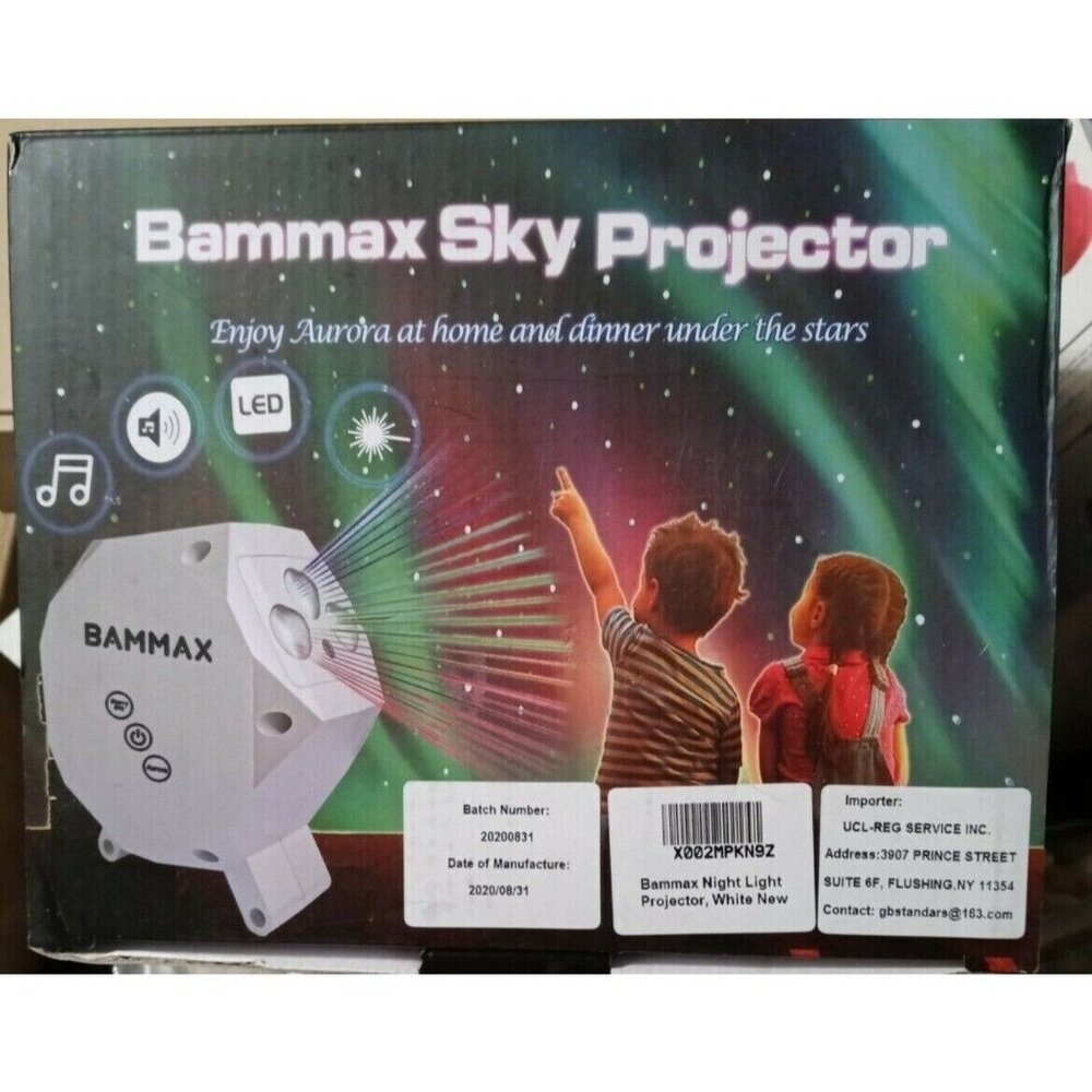 Bammax Sky Projector Remote Bag LED Night Light Star Projection Home Decor White